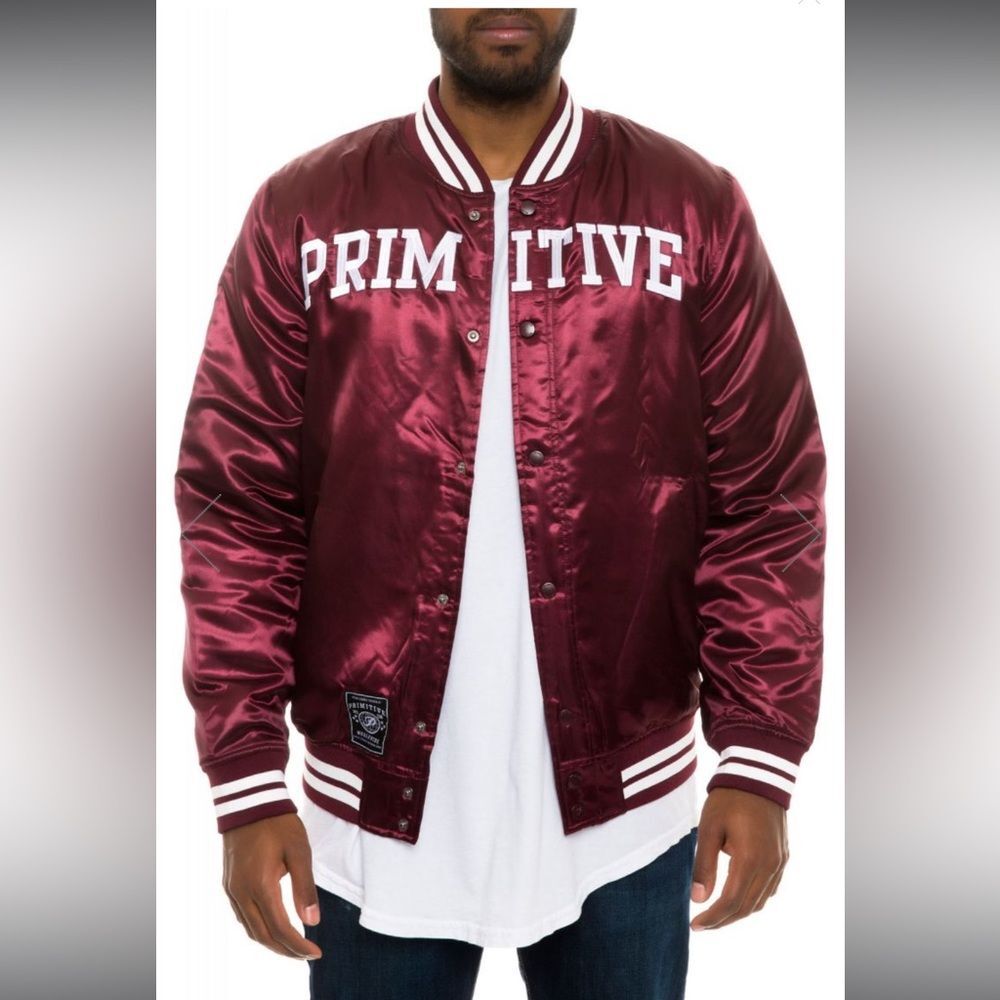 Primitive The Rival Satin Jacket in Burgundy Men Size M